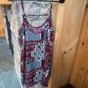Free people red blue and white bandana print dress